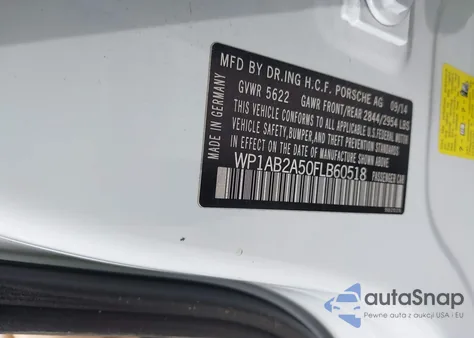 2015 Porsche Macan S from USA, damaged, VIN WP1AB2A50FLB60518